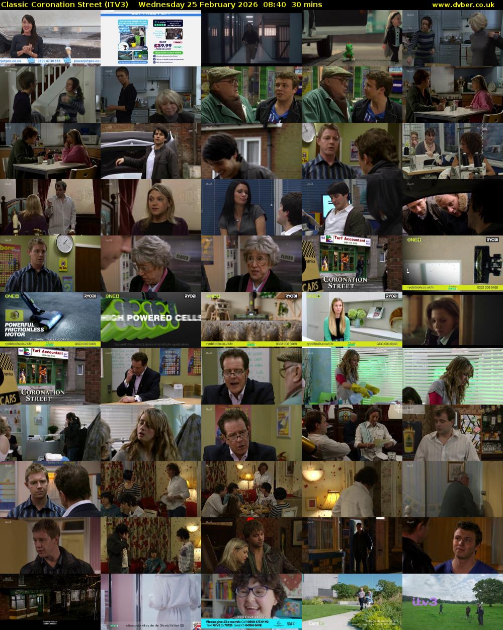 Classic Coronation Street (ITV3) Wednesday 25 February 2026 08:40 - 09:10