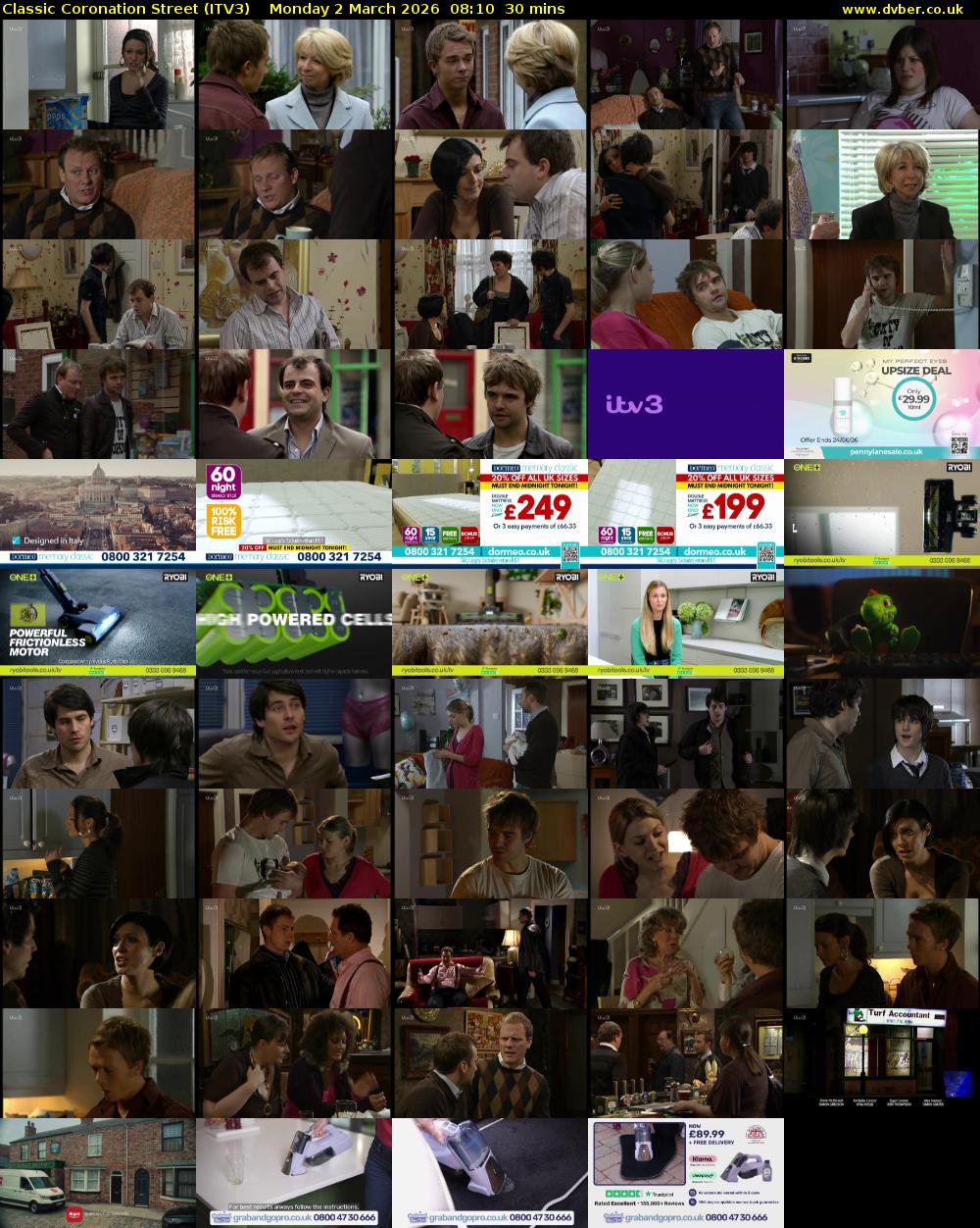 Classic Coronation Street (ITV3) Monday 2 March 2026 08:10 - 08:40