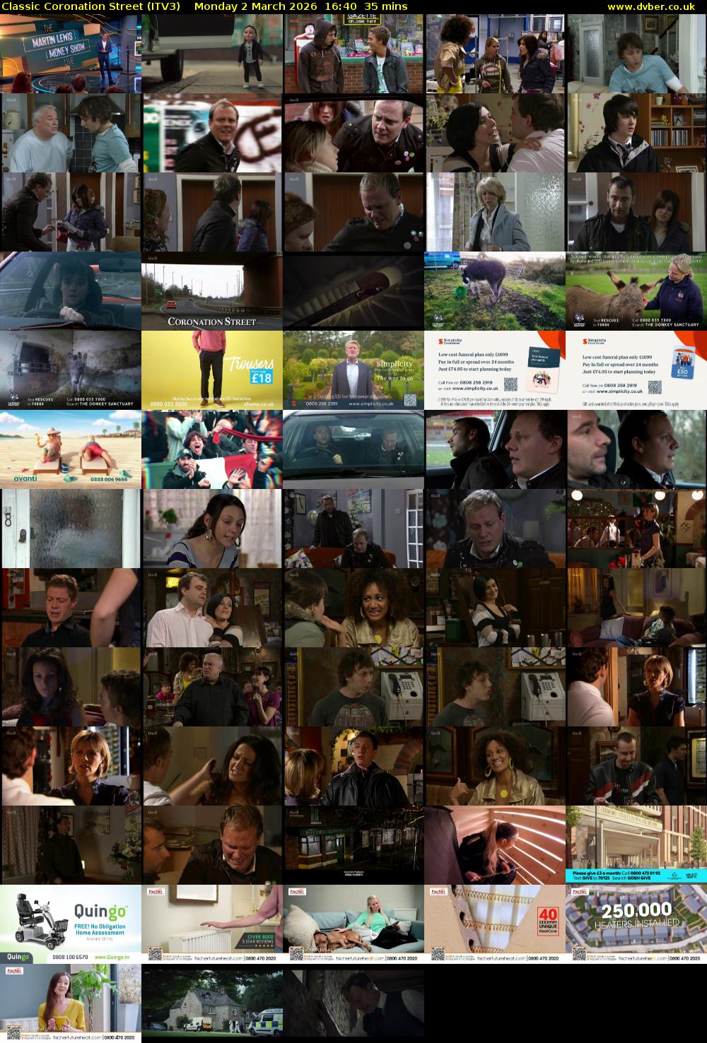Classic Coronation Street (ITV3) Monday 2 March 2026 16:40 - 17:15