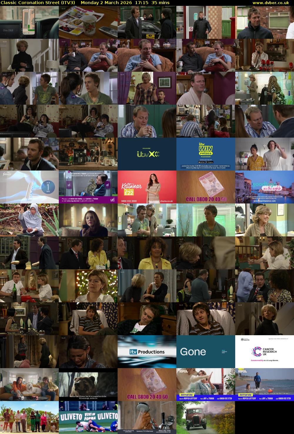 Classic Coronation Street (ITV3) Monday 2 March 2026 17:15 - 17:50