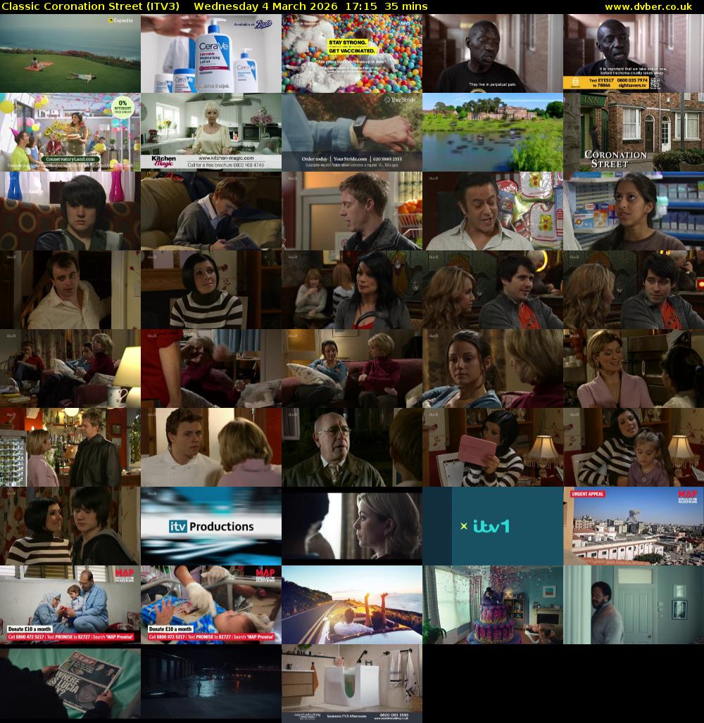 Classic Coronation Street (ITV3) Wednesday 4 March 2026 17:15 - 17:50