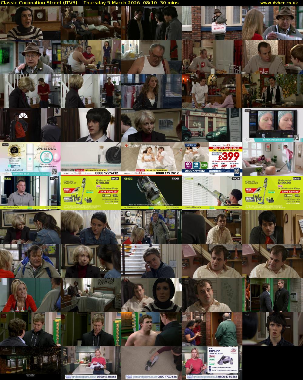 Classic Coronation Street (ITV3) Thursday 5 March 2026 08:10 - 08:40