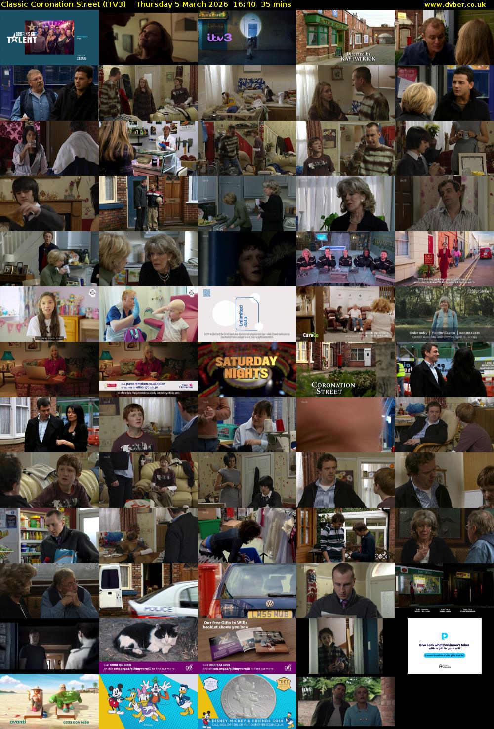 Classic Coronation Street (ITV3) Thursday 5 March 2026 16:40 - 17:15