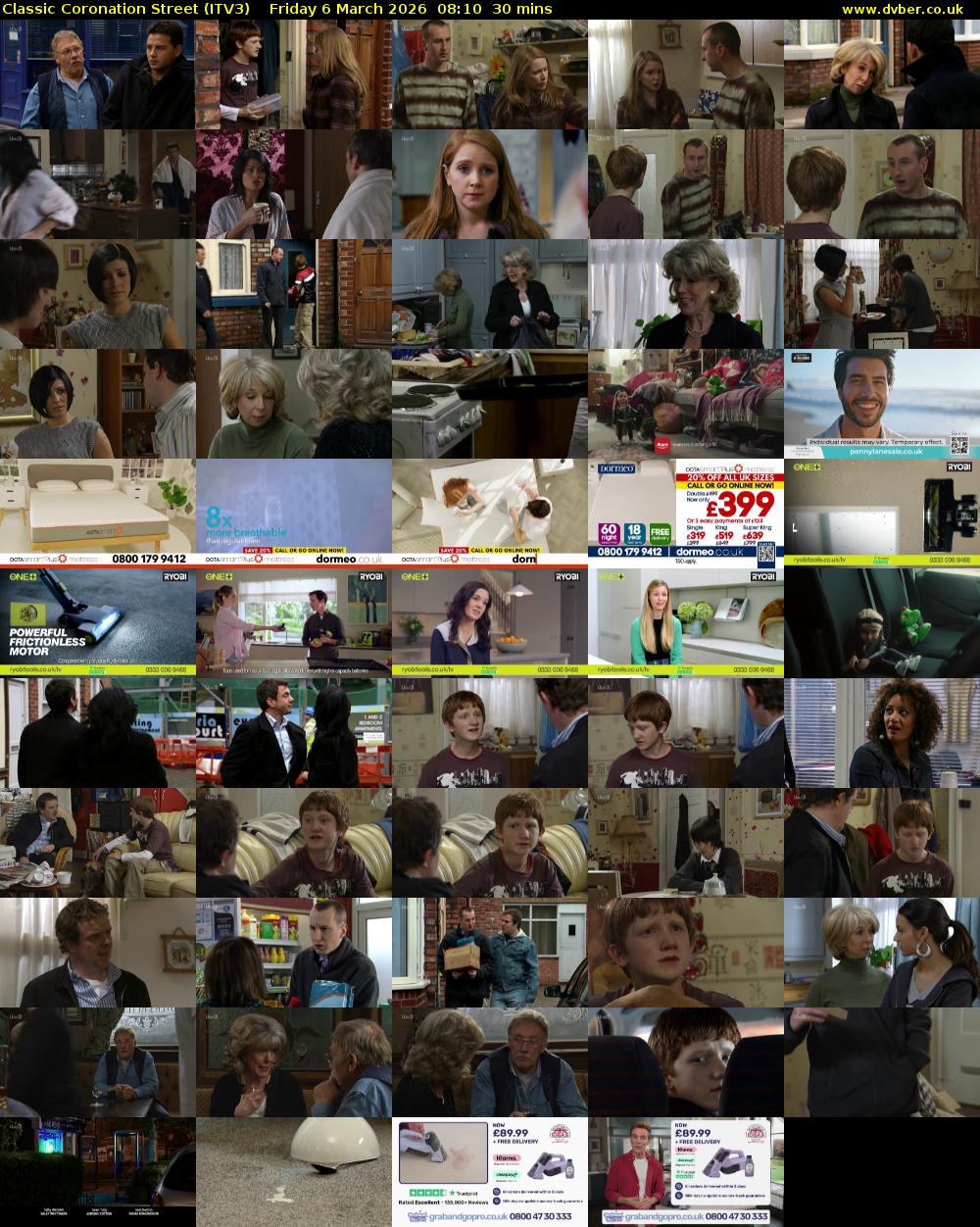 Classic Coronation Street (ITV3) Friday 6 March 2026 08:10 - 08:40