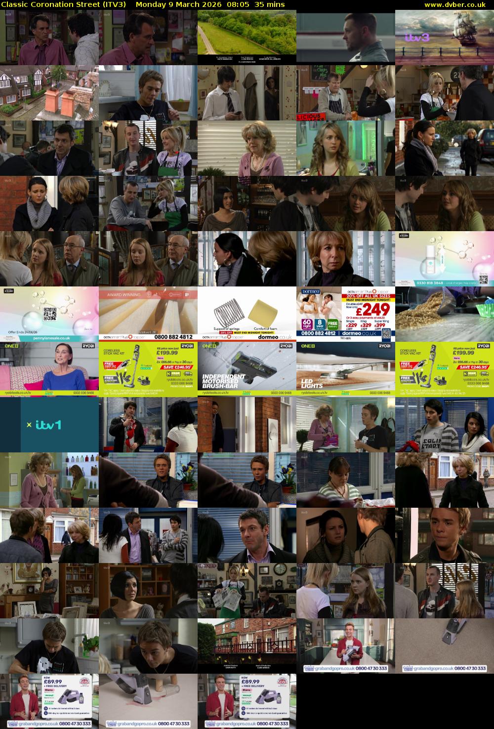 Classic Coronation Street (ITV3) Monday 9 March 2026 08:05 - 08:40