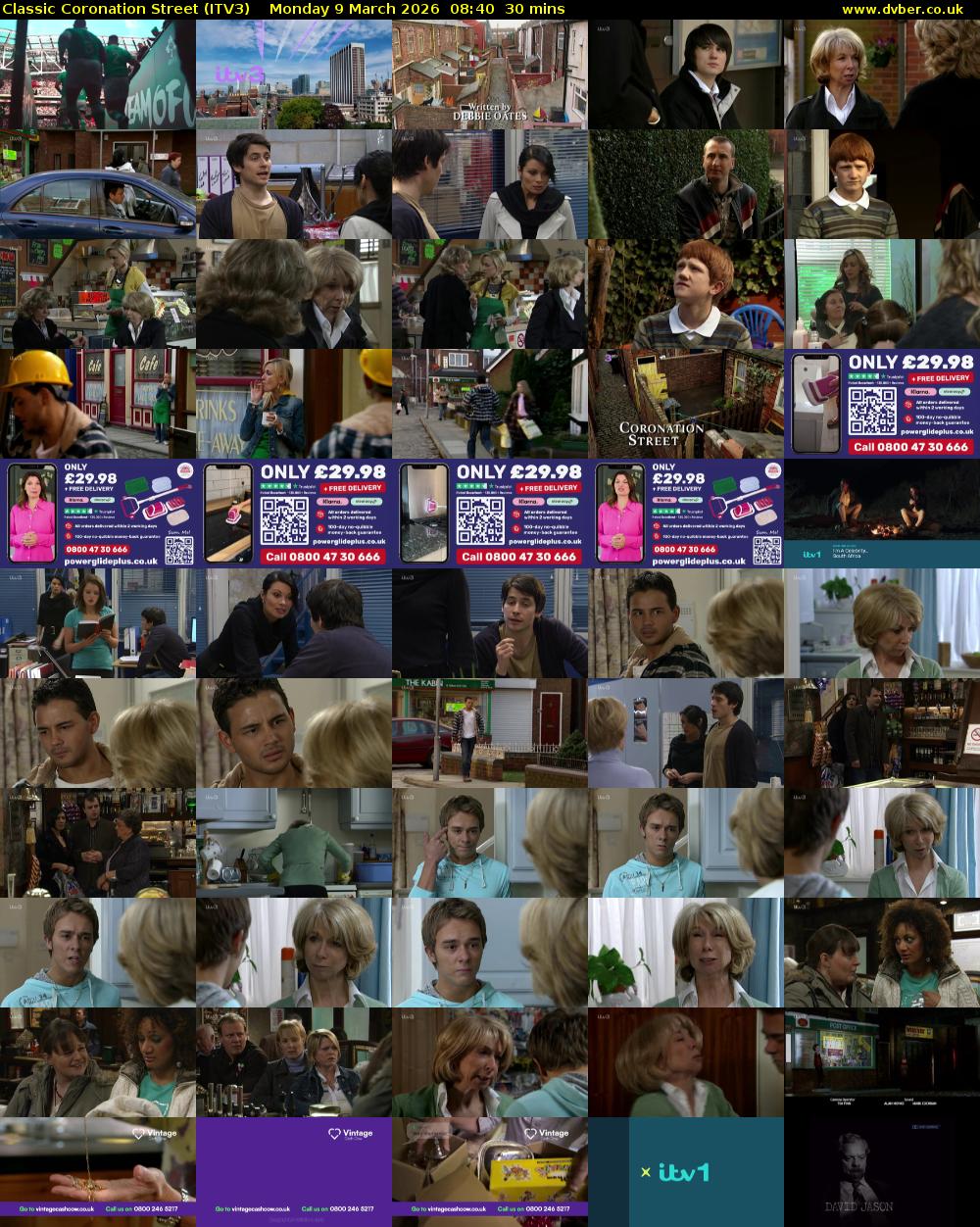 Classic Coronation Street (ITV3) Monday 9 March 2026 08:40 - 09:10