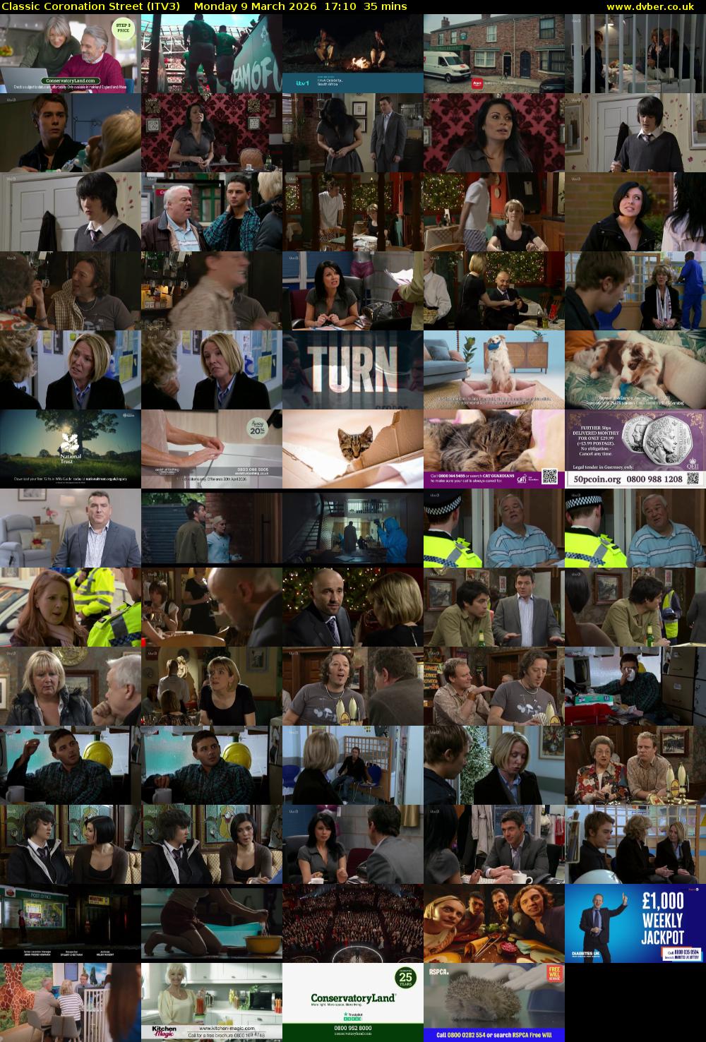 Classic Coronation Street (ITV3) Monday 9 March 2026 17:10 - 17:45