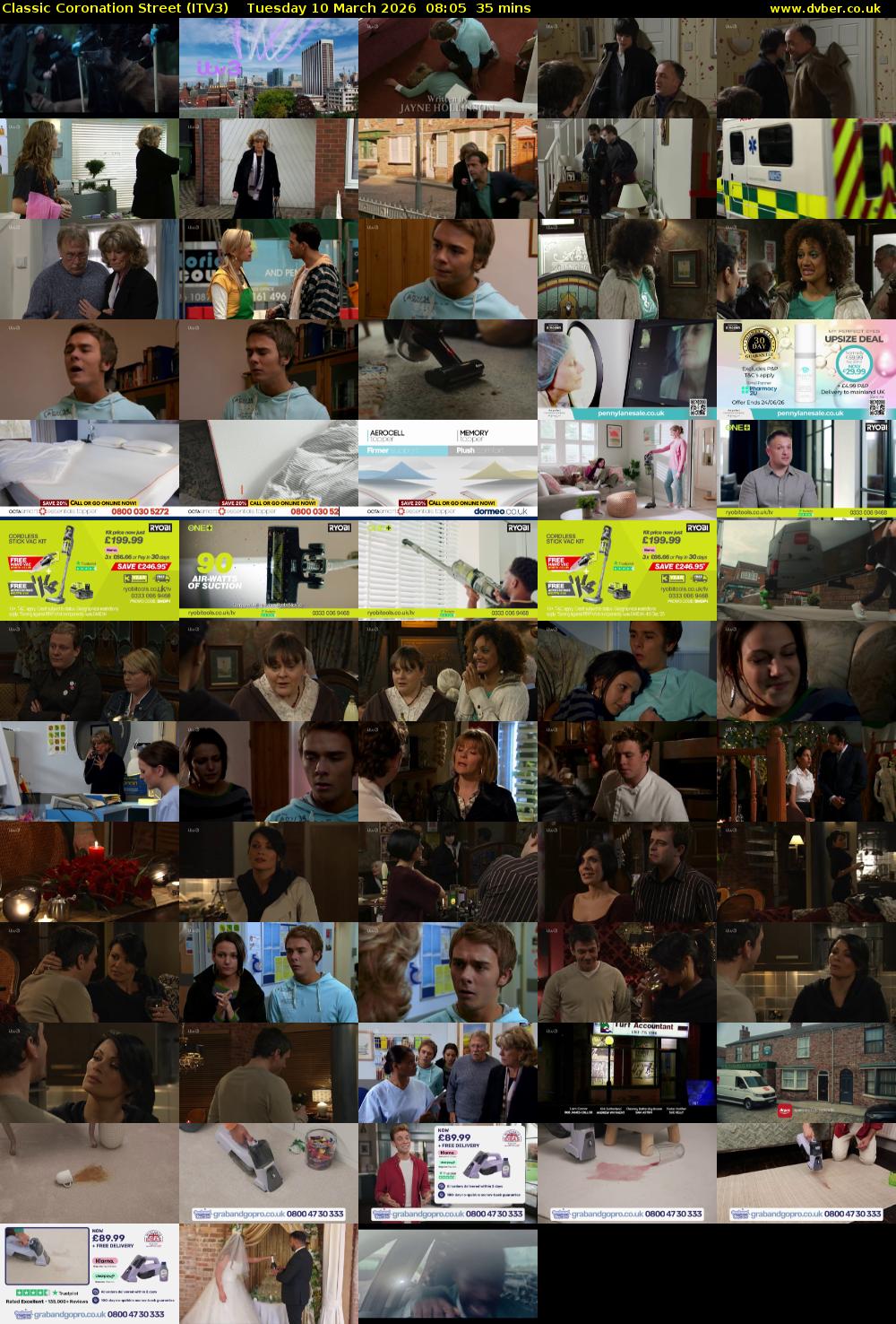 Classic Coronation Street (ITV3) Tuesday 10 March 2026 08:05 - 08:40