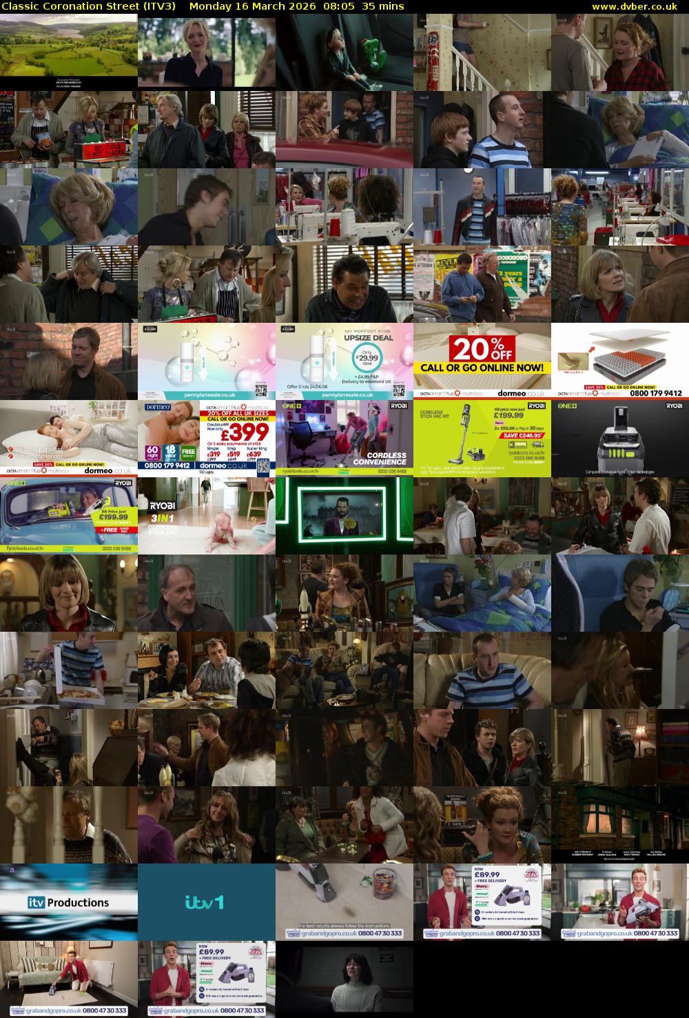 Classic Coronation Street (ITV3) Monday 16 March 2026 08:05 - 08:40