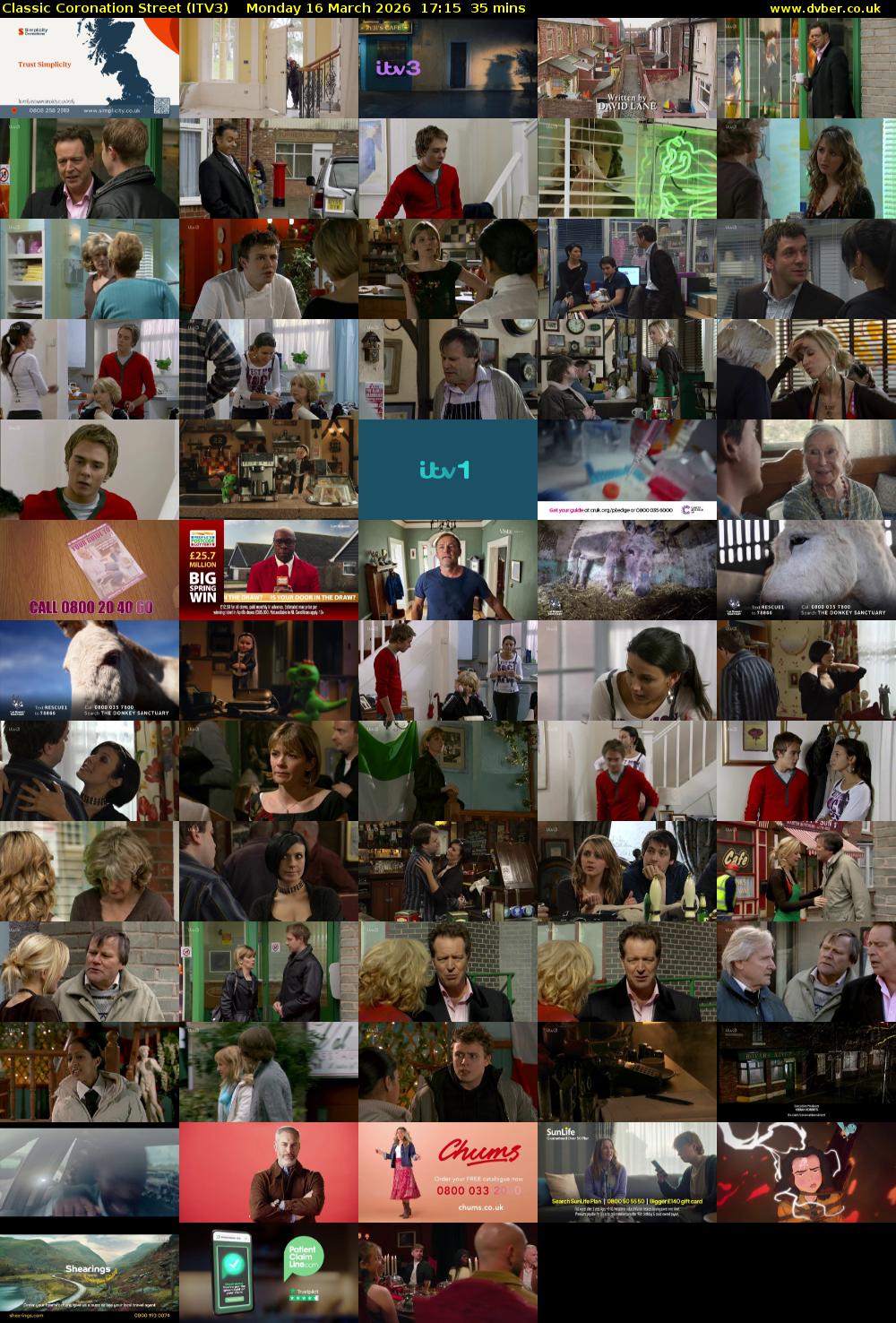Classic Coronation Street (ITV3) Monday 16 March 2026 17:15 - 17:50
