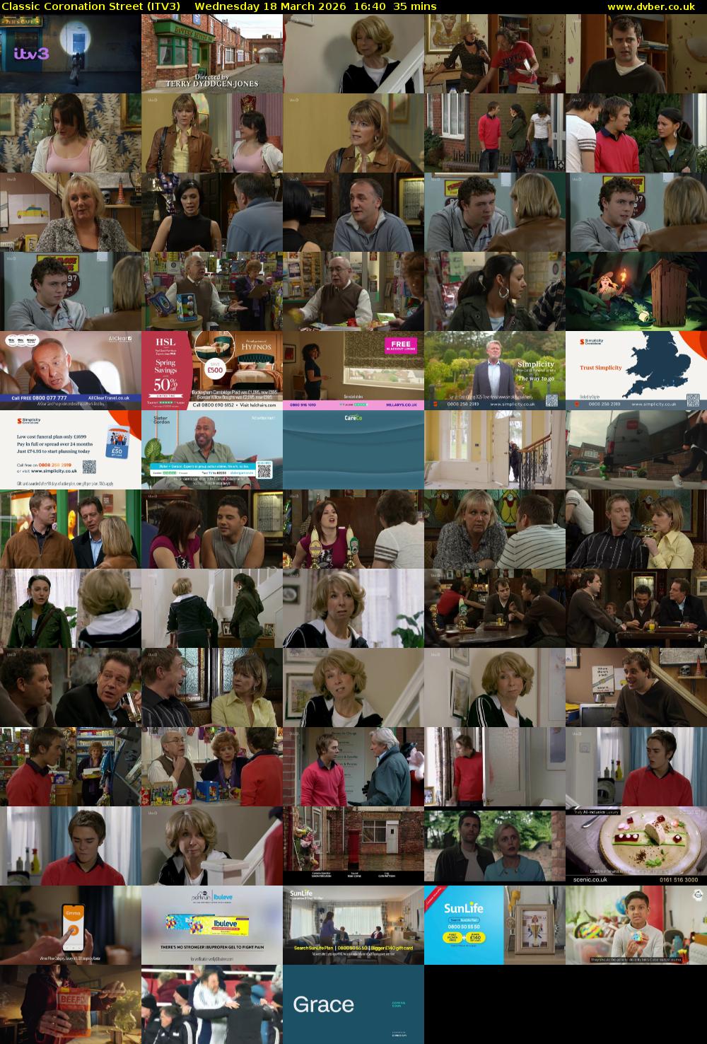 Classic Coronation Street (ITV3) Wednesday 18 March 2026 16:40 - 17:15