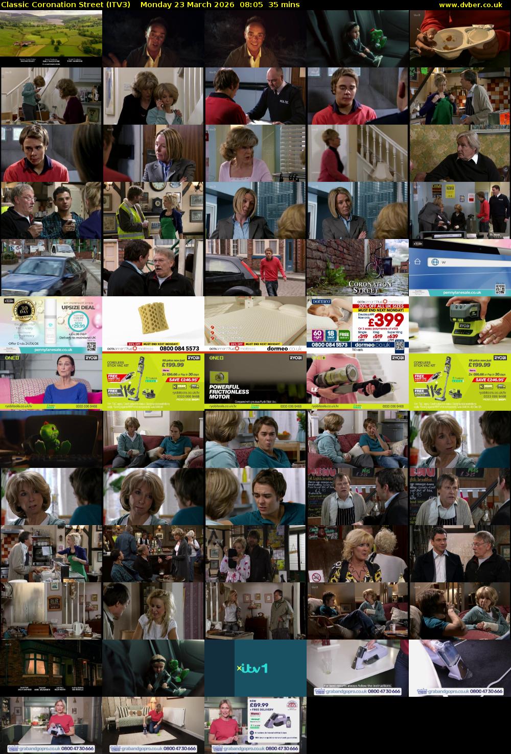 Classic Coronation Street (ITV3) Monday 23 March 2026 08:05 - 08:40