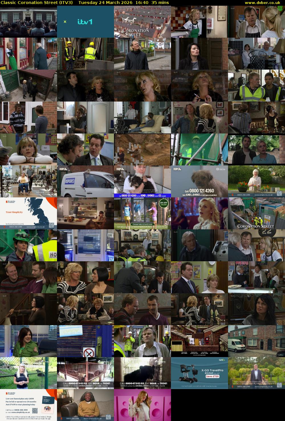 Classic Coronation Street (ITV3) Tuesday 24 March 2026 16:40 - 17:15
