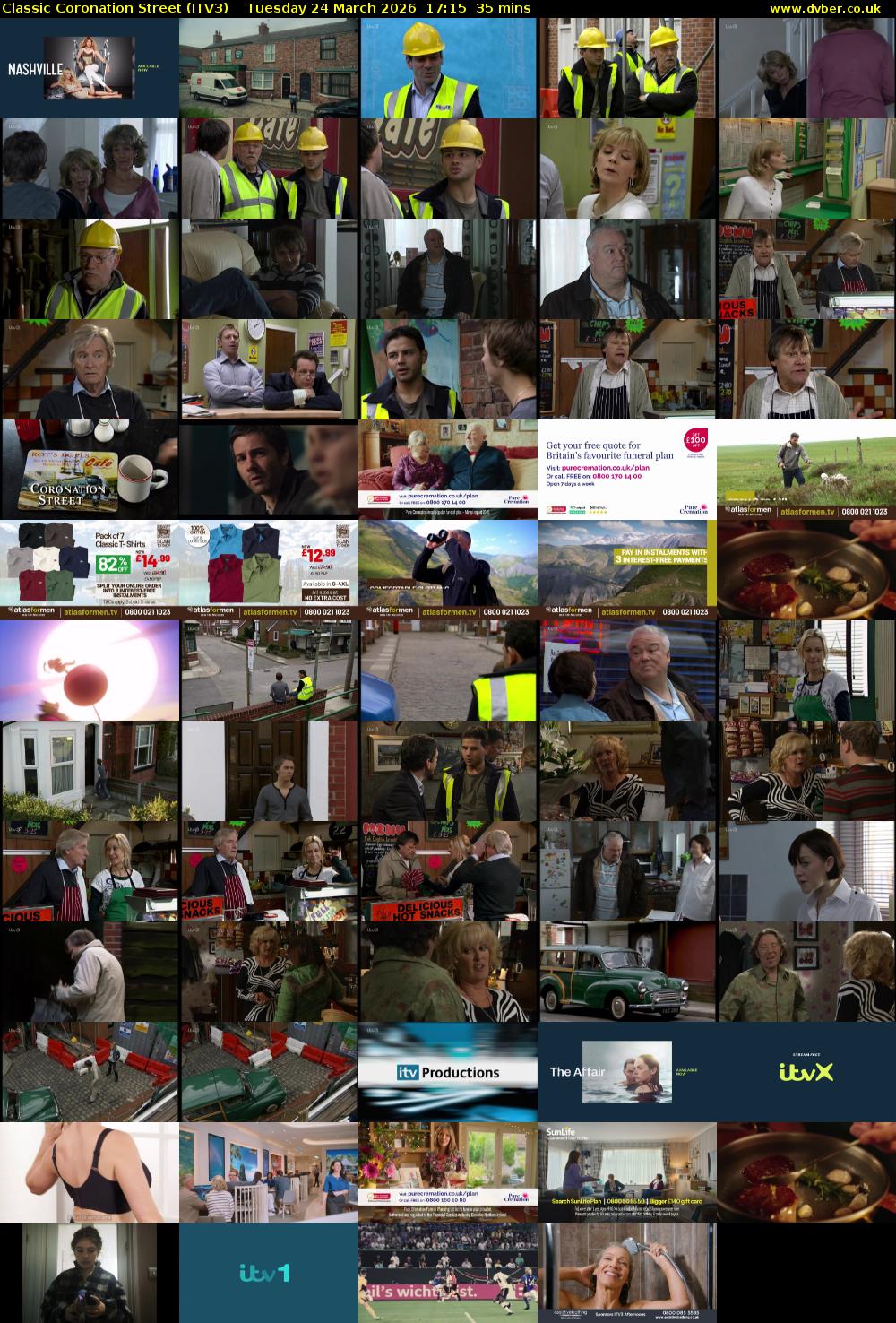 Classic Coronation Street (ITV3) Tuesday 24 March 2026 17:15 - 17:50