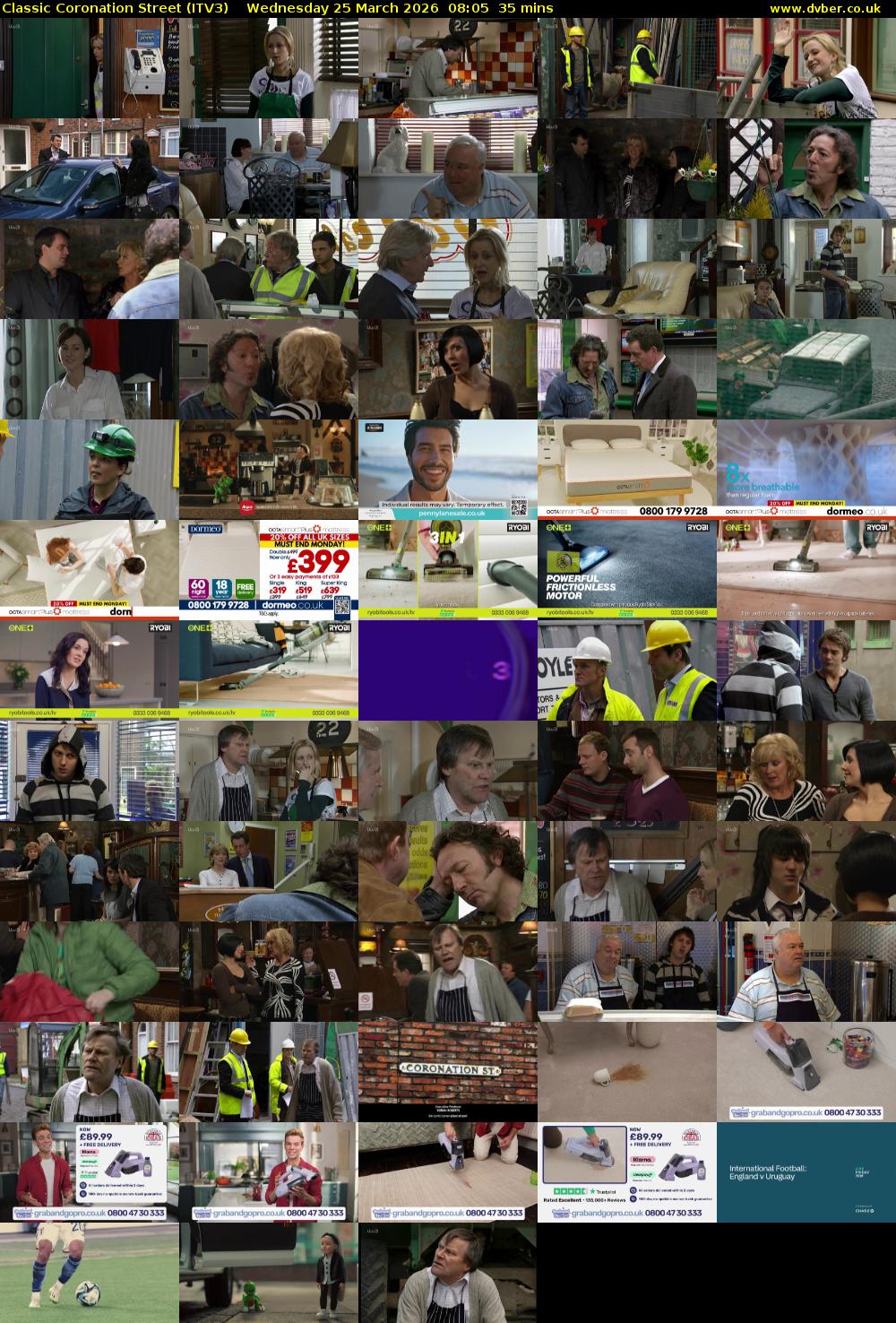 Classic Coronation Street (ITV3) Wednesday 25 March 2026 08:05 - 08:40