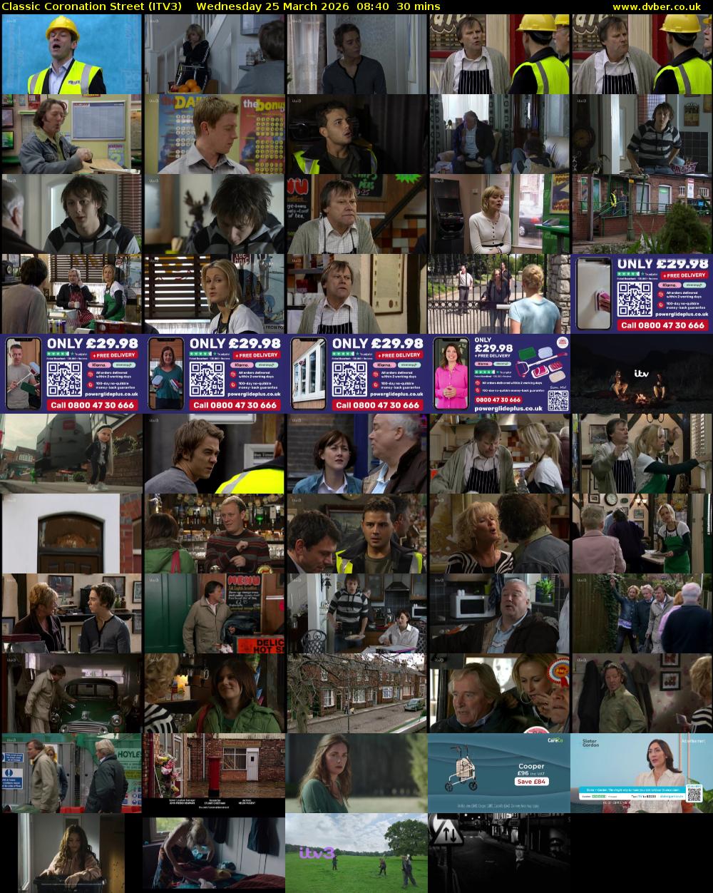 Classic Coronation Street (ITV3) Wednesday 25 March 2026 08:40 - 09:10