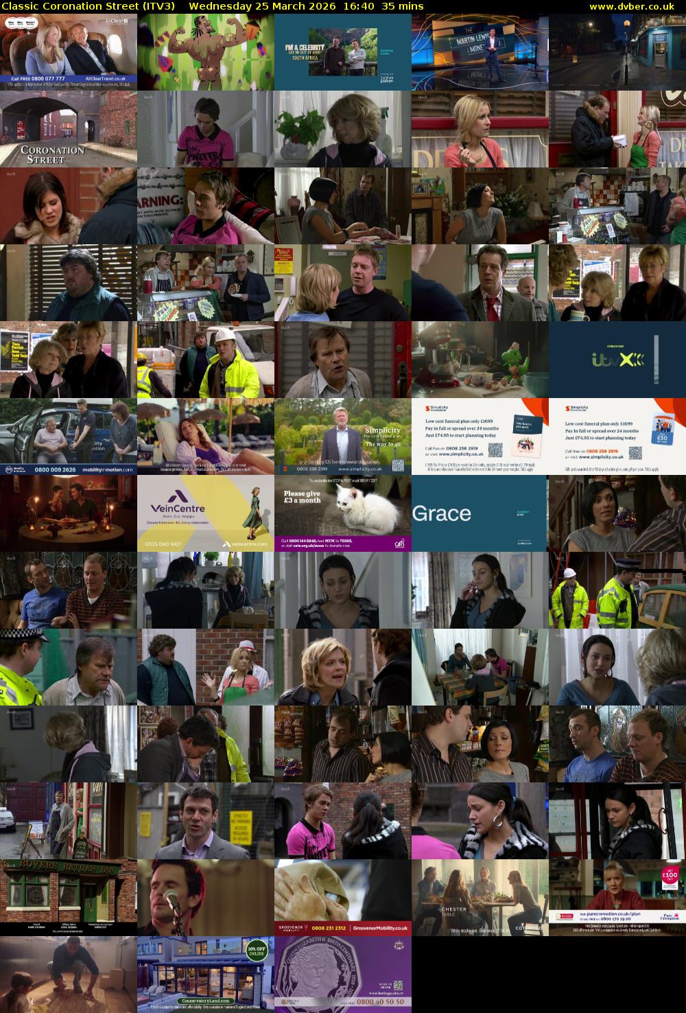 Classic Coronation Street (ITV3) Wednesday 25 March 2026 16:40 - 17:15
