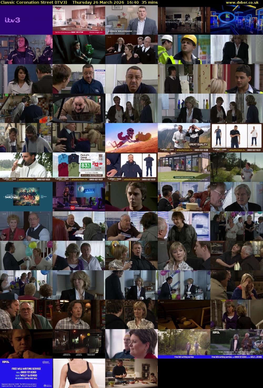 Classic Coronation Street (ITV3) Thursday 26 March 2026 16:40 - 17:15