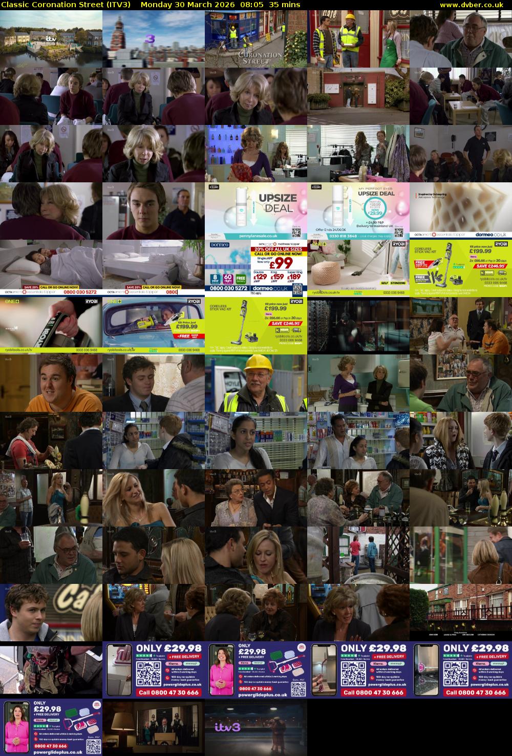 Classic Coronation Street (ITV3) Monday 30 March 2026 08:05 - 08:40