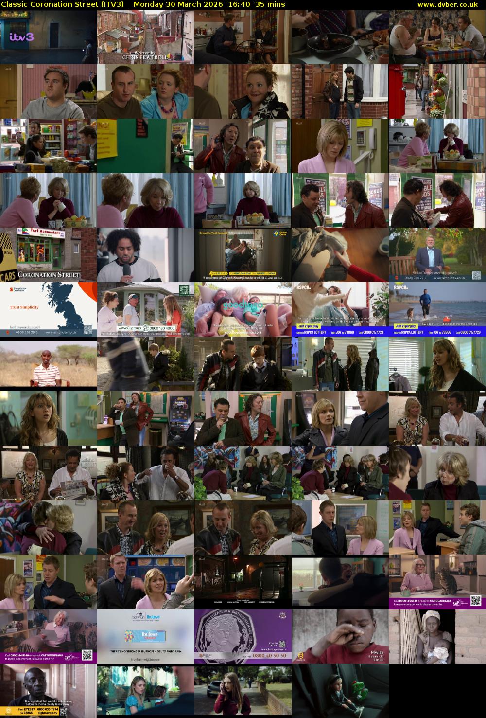 Classic Coronation Street (ITV3) Monday 30 March 2026 16:40 - 17:15