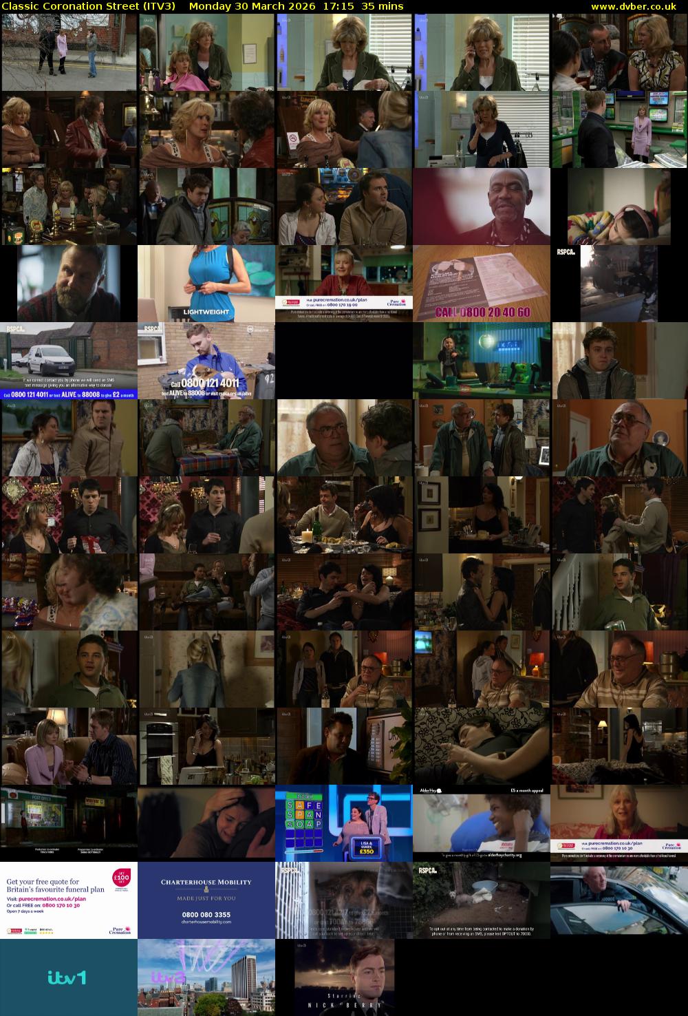 Classic Coronation Street (ITV3) Monday 30 March 2026 17:15 - 17:50