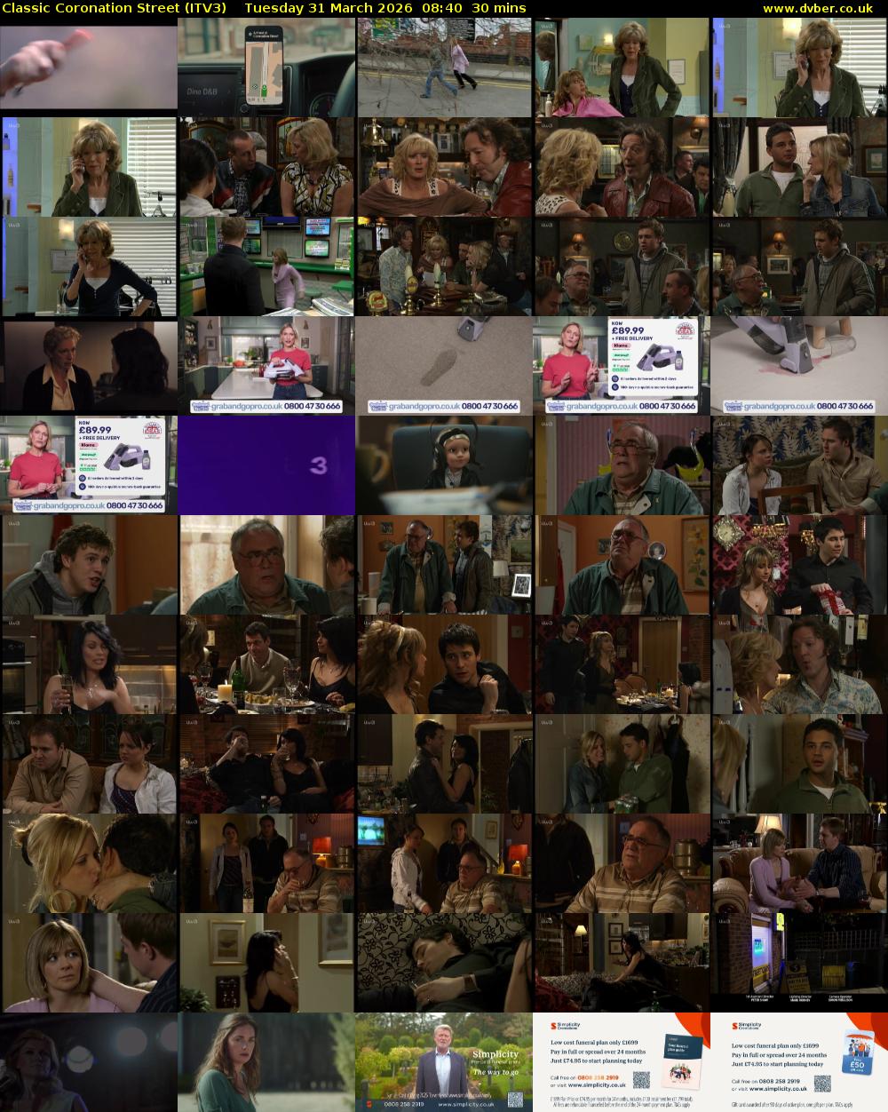 Classic Coronation Street (ITV3) Tuesday 31 March 2026 08:40 - 09:10