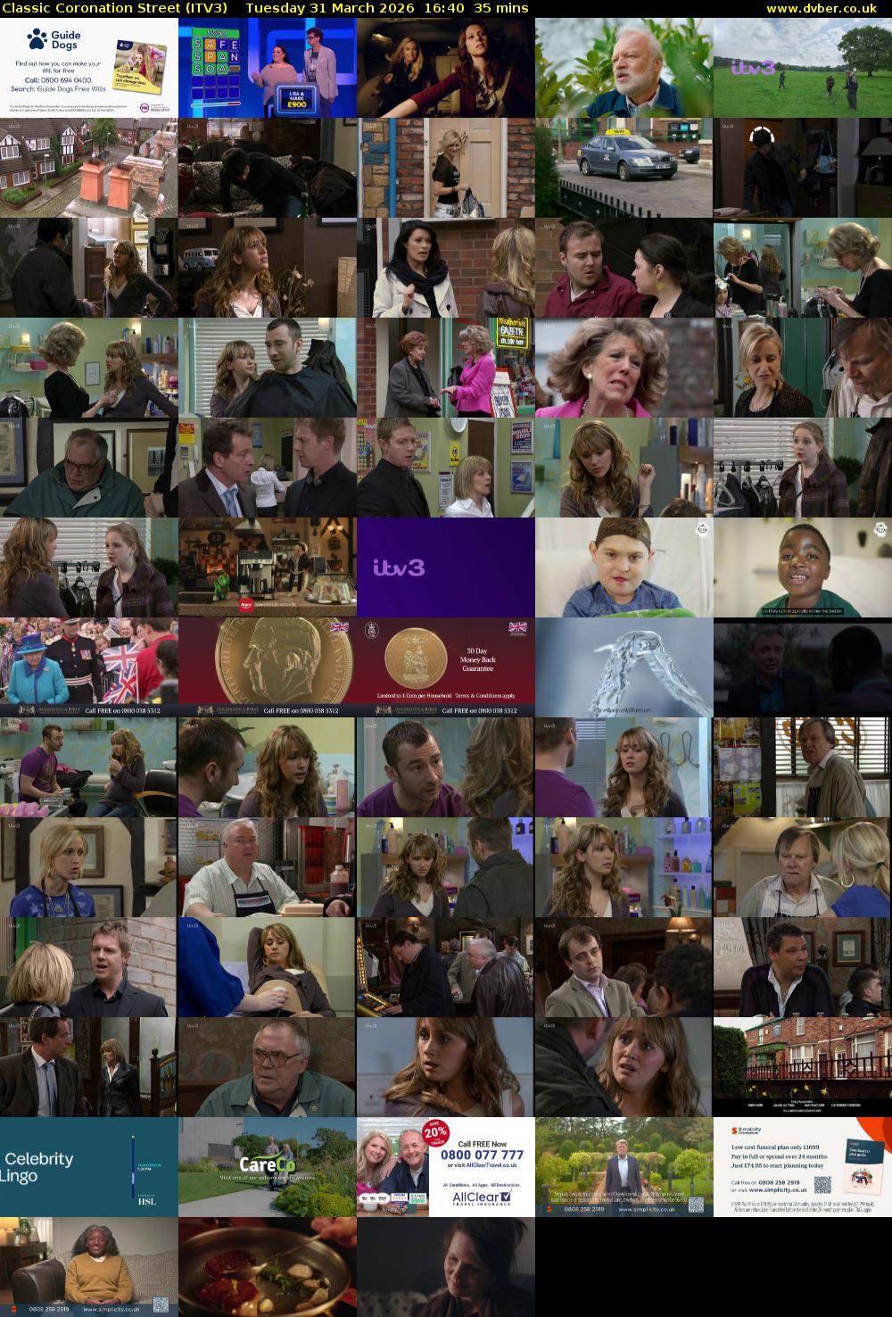 Classic Coronation Street (ITV3) Tuesday 31 March 2026 16:40 - 17:15