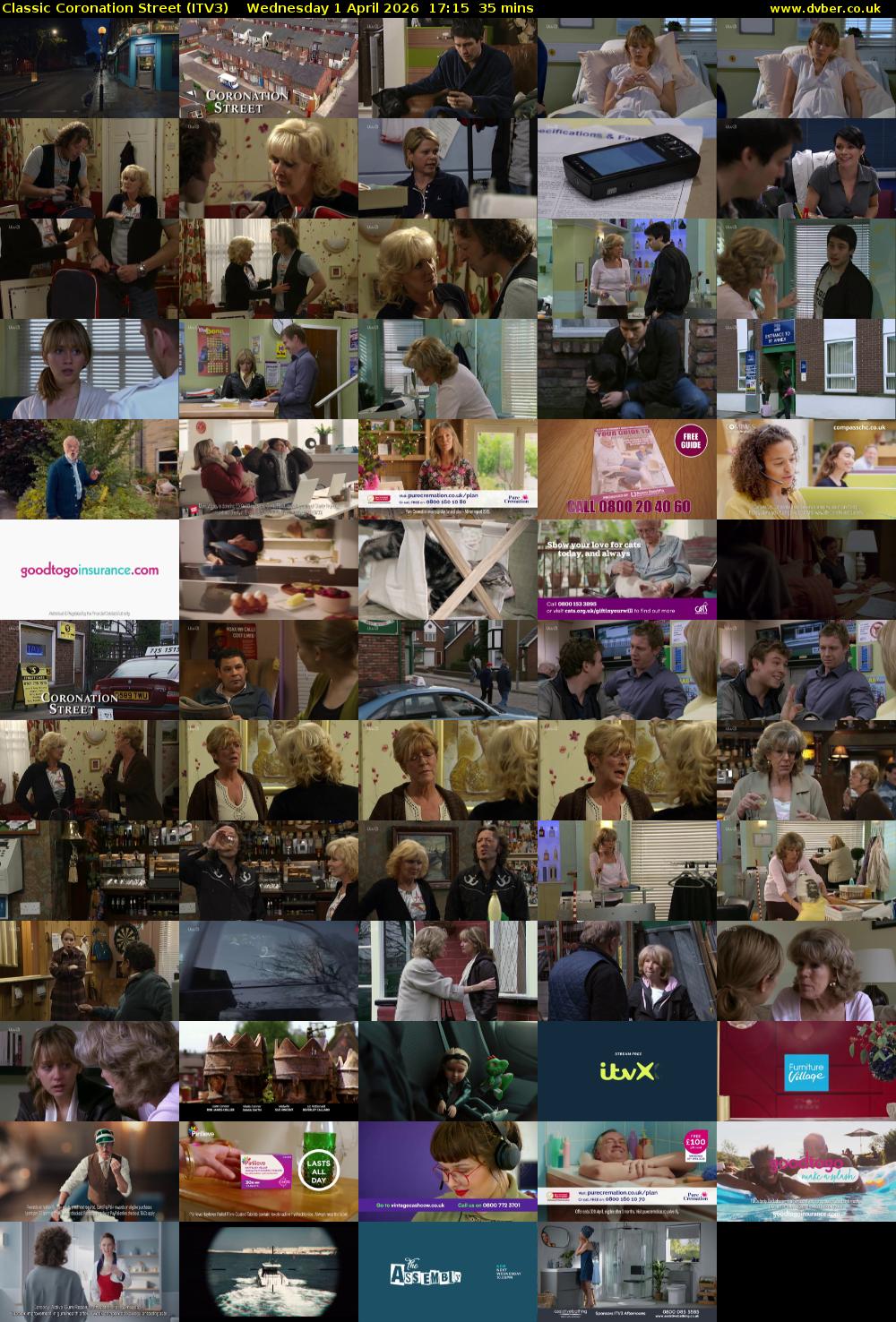 Classic Coronation Street (ITV3) Wednesday 1 April 2026 17:15 - 17:50