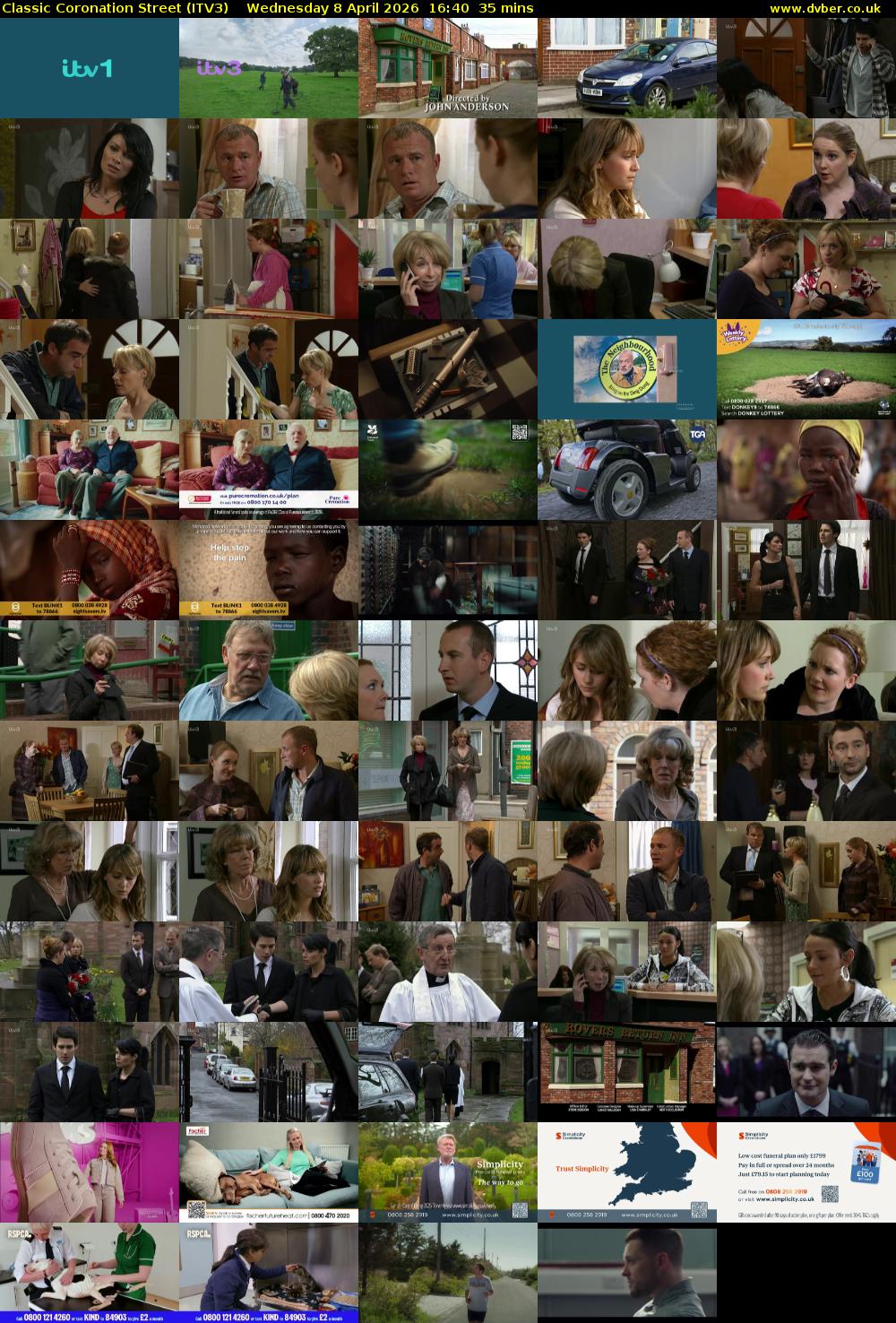 Classic Coronation Street (ITV3) Wednesday 8 April 2026 16:40 - 17:15
