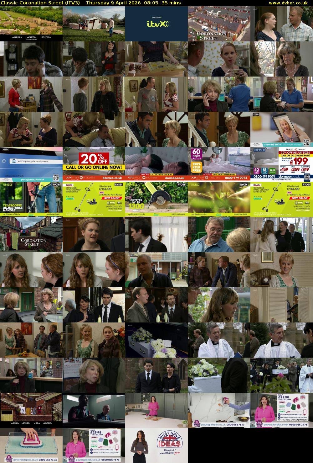 Classic Coronation Street (ITV3) Thursday 9 April 2026 08:05 - 08:40