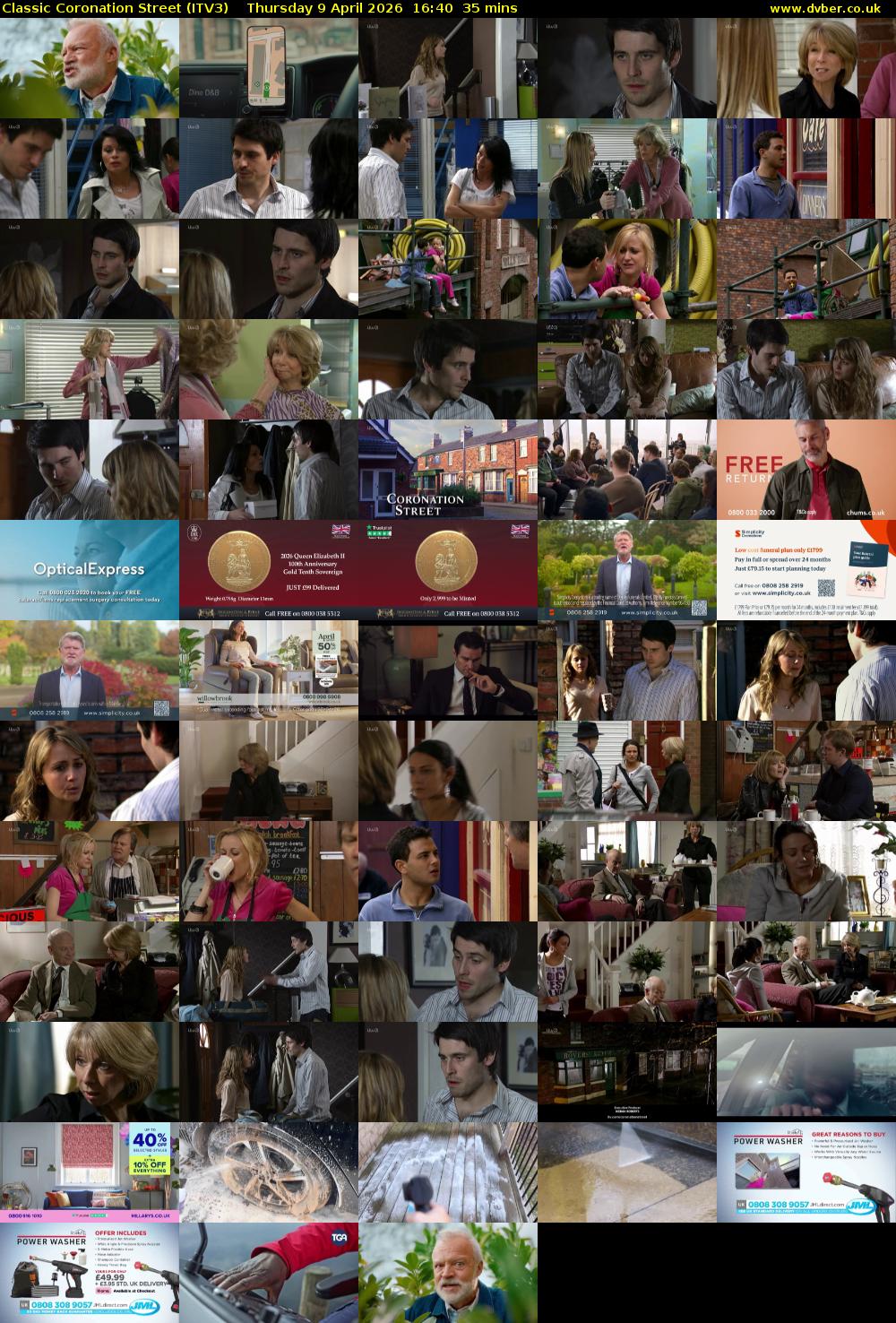 Classic Coronation Street (ITV3) Thursday 9 April 2026 16:40 - 17:15