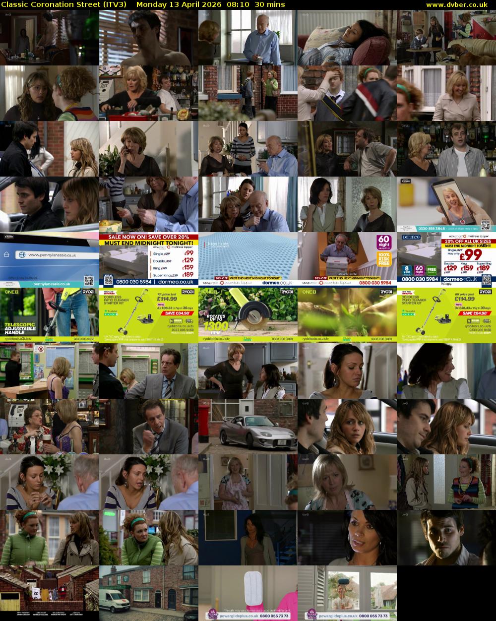 Classic Coronation Street (ITV3) Monday 13 April 2026 08:10 - 08:40