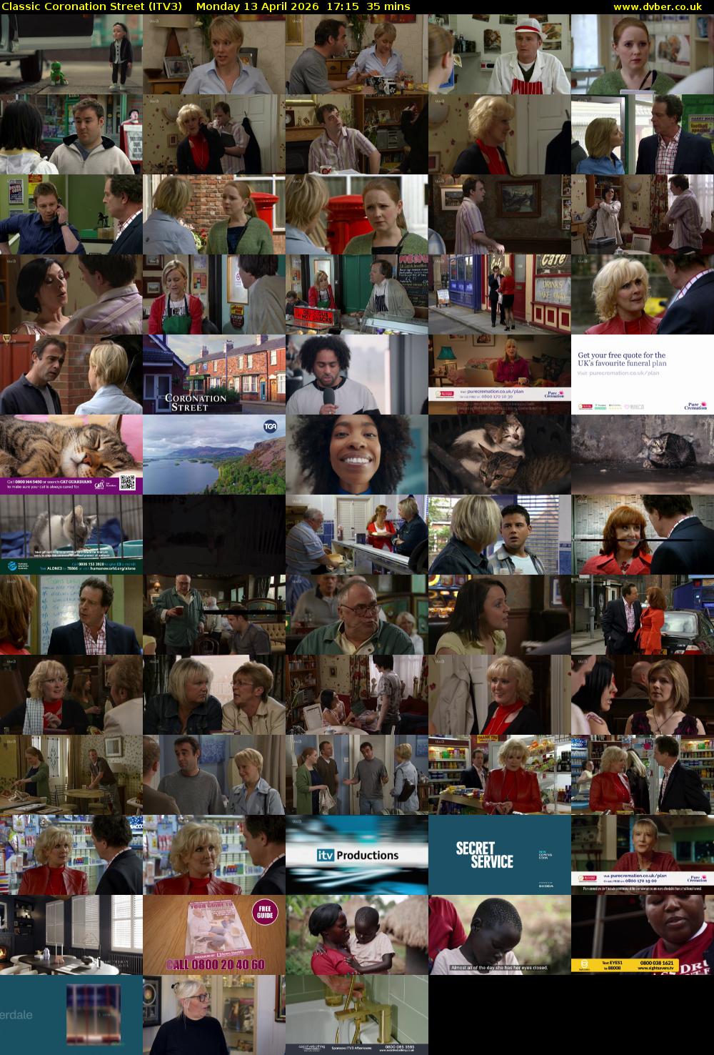 Classic Coronation Street (ITV3) Monday 13 April 2026 17:15 - 17:50