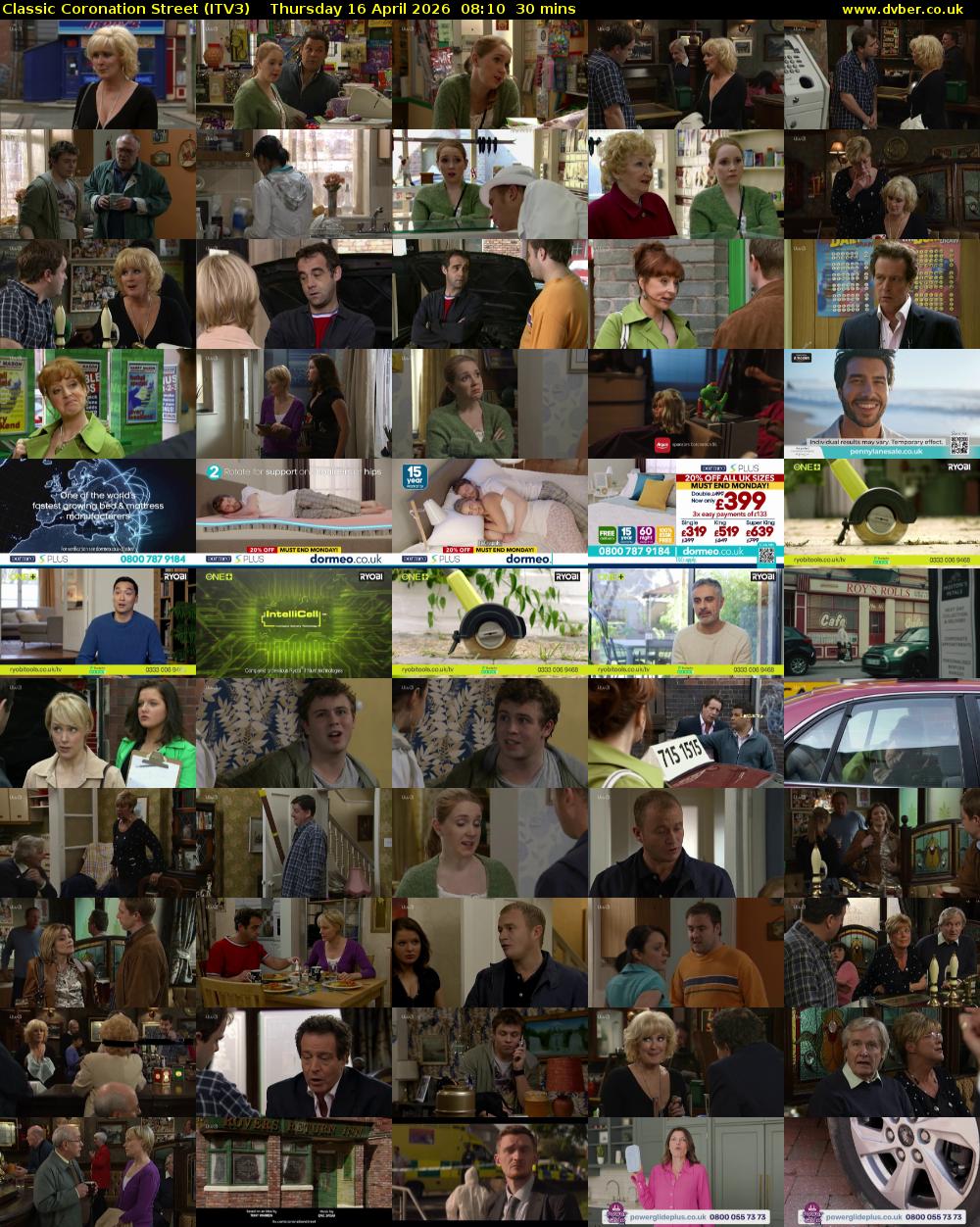 Classic Coronation Street (ITV3) Thursday 16 April 2026 08:10 - 08:40