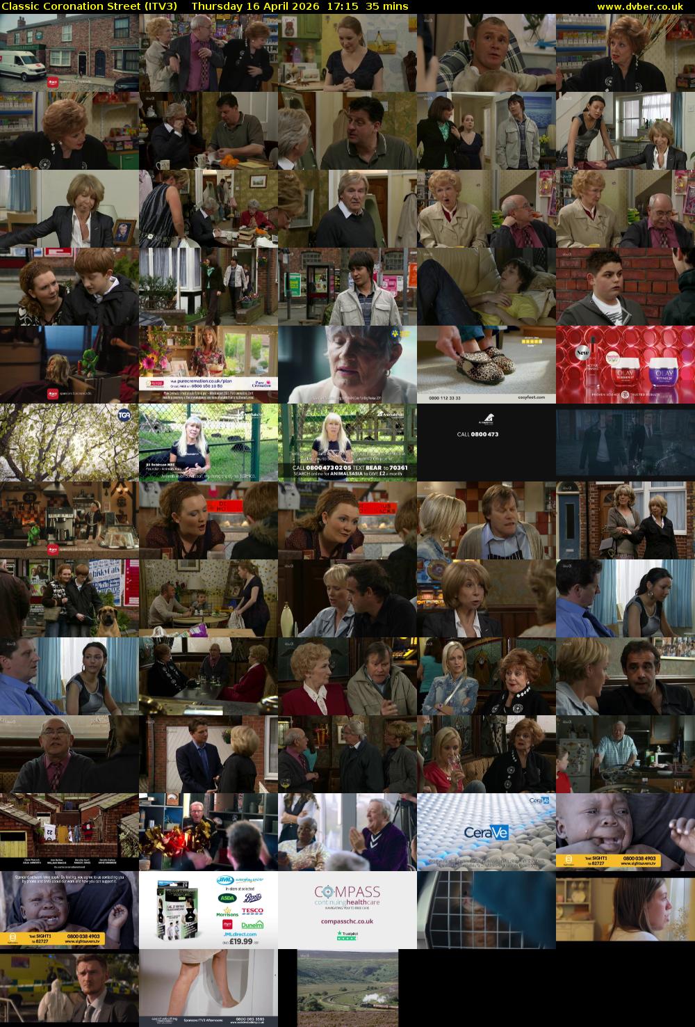 Classic Coronation Street (ITV3) Thursday 16 April 2026 17:15 - 17:50