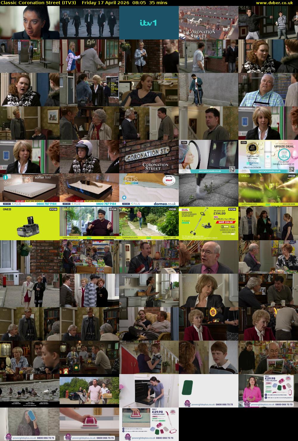Classic Coronation Street (ITV3) Friday 17 April 2026 08:05 - 08:40