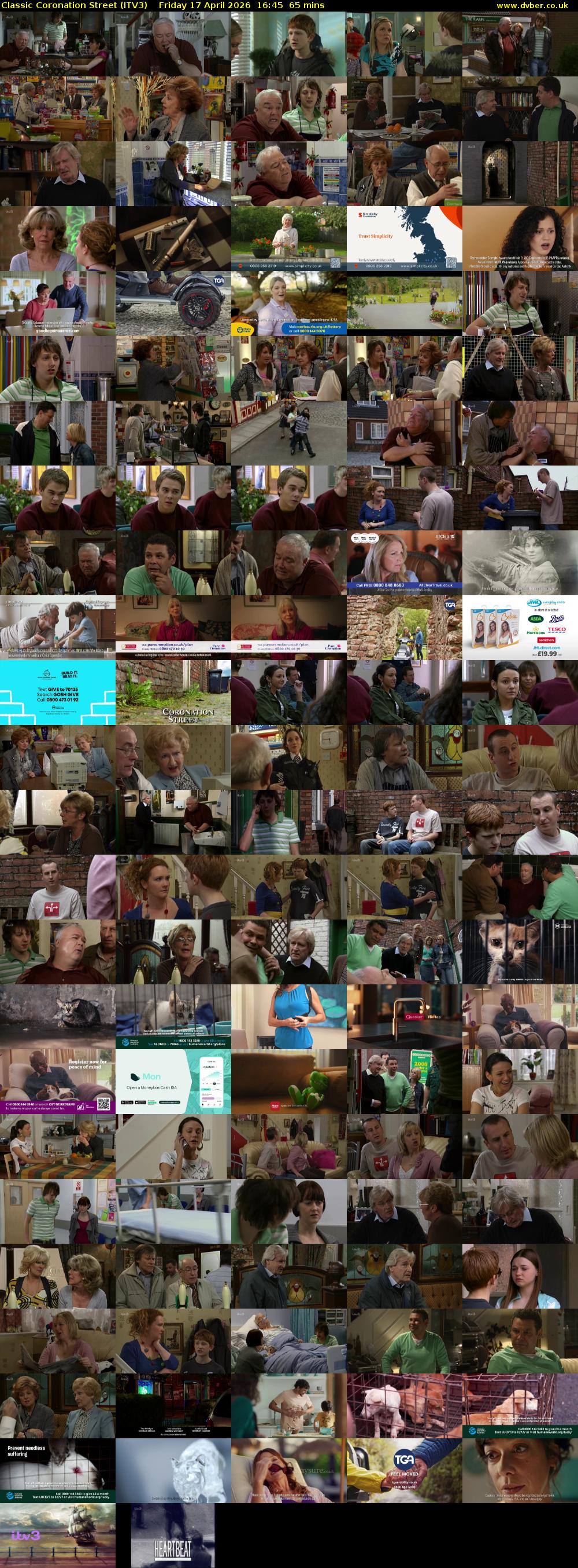 Classic Coronation Street (ITV3) Friday 17 April 2026 16:45 - 17:50