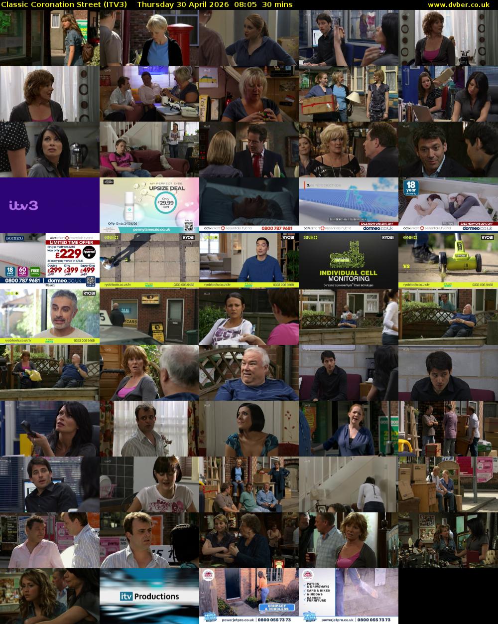 Classic Coronation Street (ITV3) Thursday 30 April 2026 08:05 - 08:35