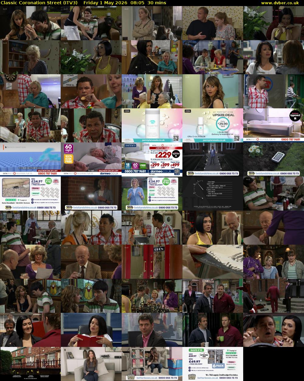 Classic Coronation Street (ITV3) Friday 1 May 2026 08:05 - 08:35