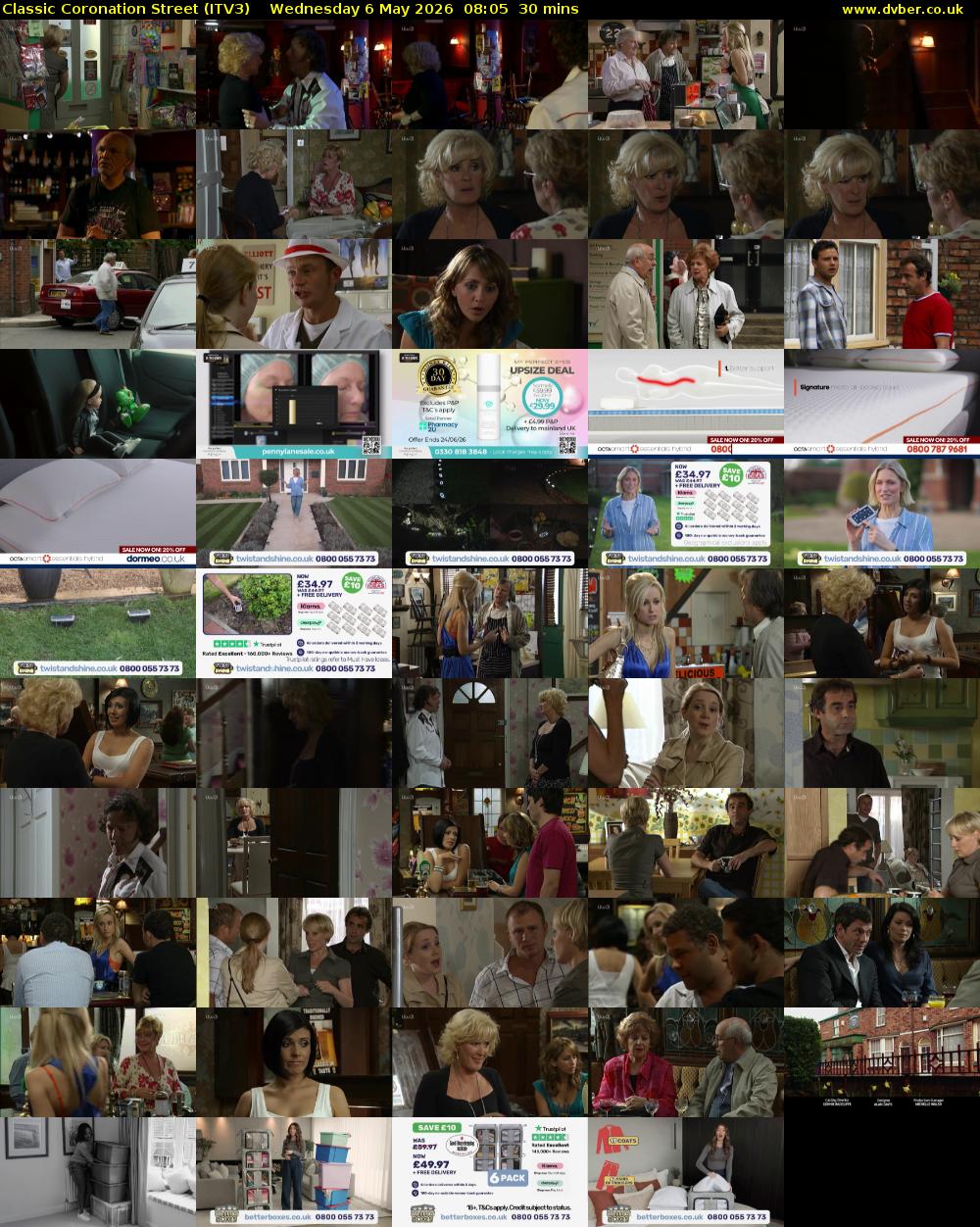 Classic Coronation Street (ITV3) Wednesday 6 May 2026 08:05 - 08:35