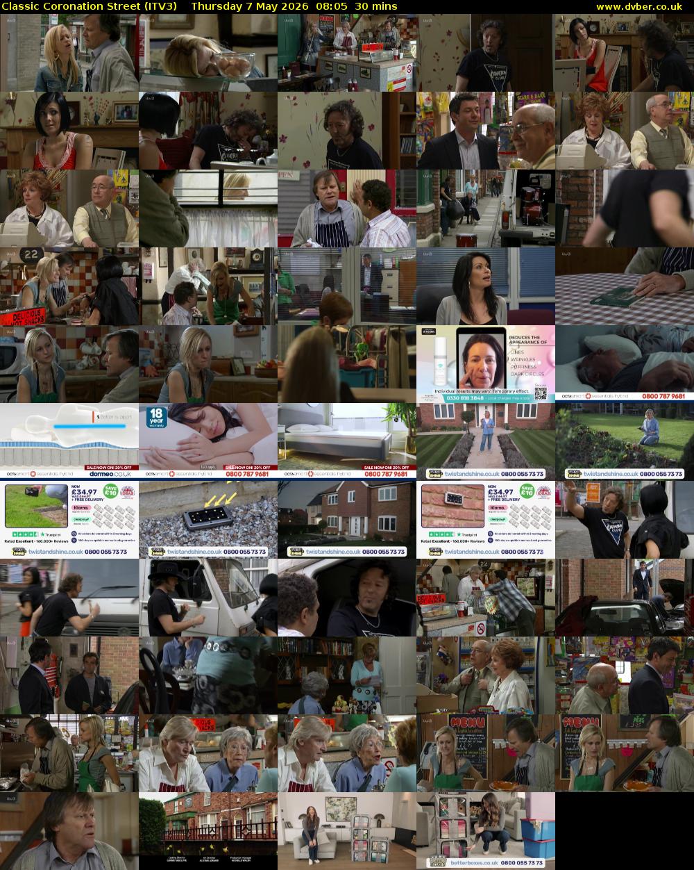 Classic Coronation Street (ITV3) Thursday 7 May 2026 08:05 - 08:35