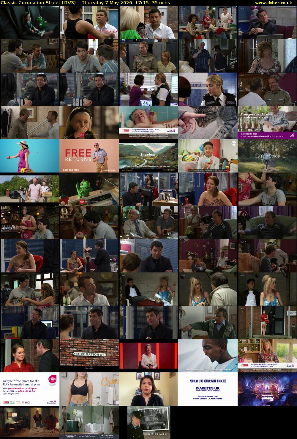 Classic Coronation Street (ITV3) Thursday 7 May 2026 17:15 - 17:50