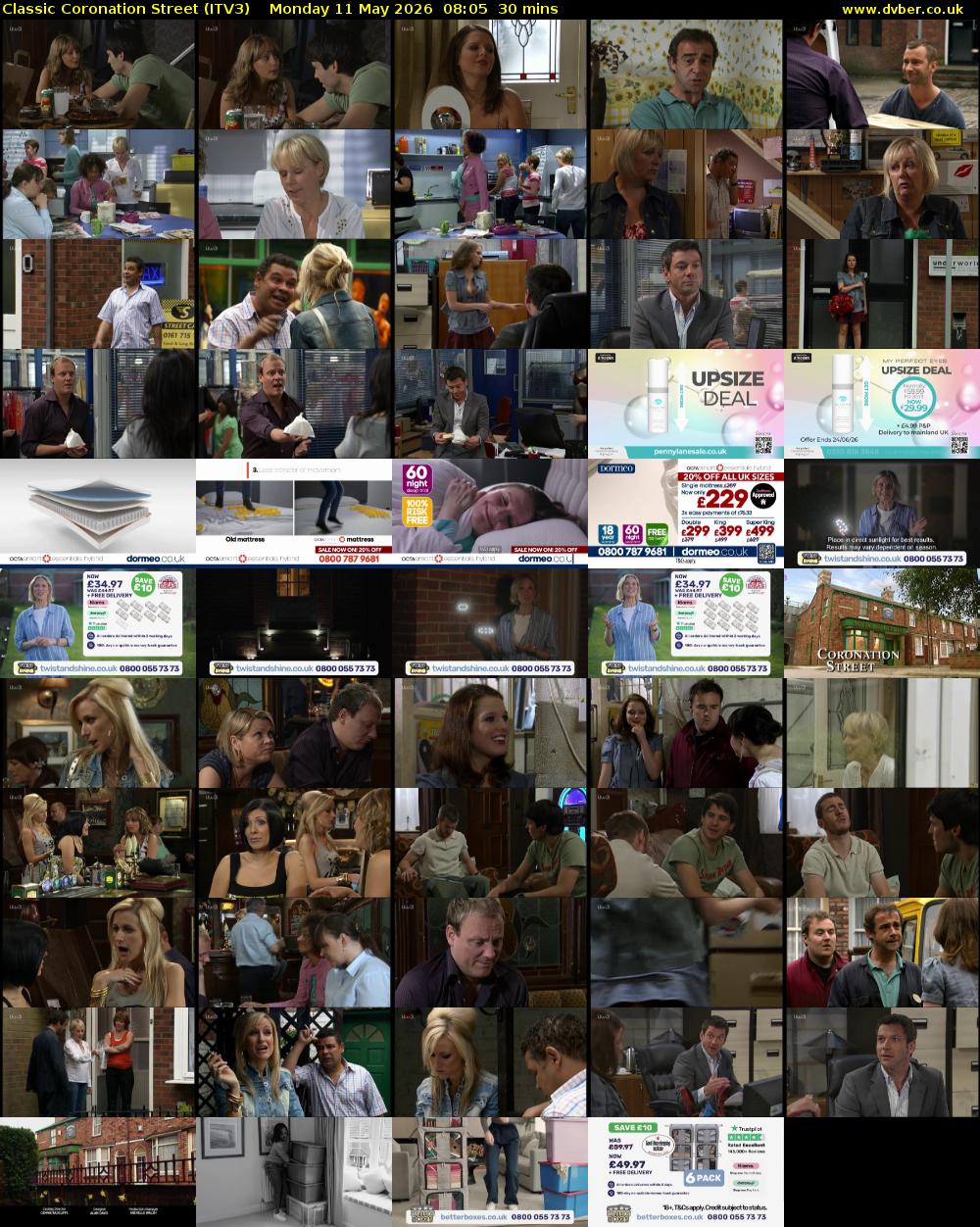 Classic Coronation Street (ITV3) Monday 11 May 2026 08:05 - 08:35