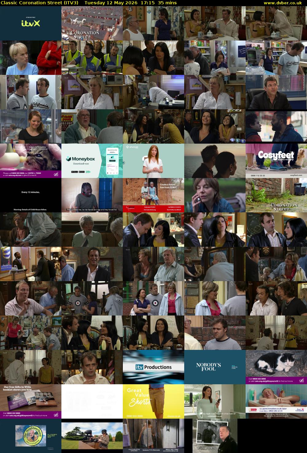 Classic Coronation Street (ITV3) Tuesday 12 May 2026 17:15 - 17:50