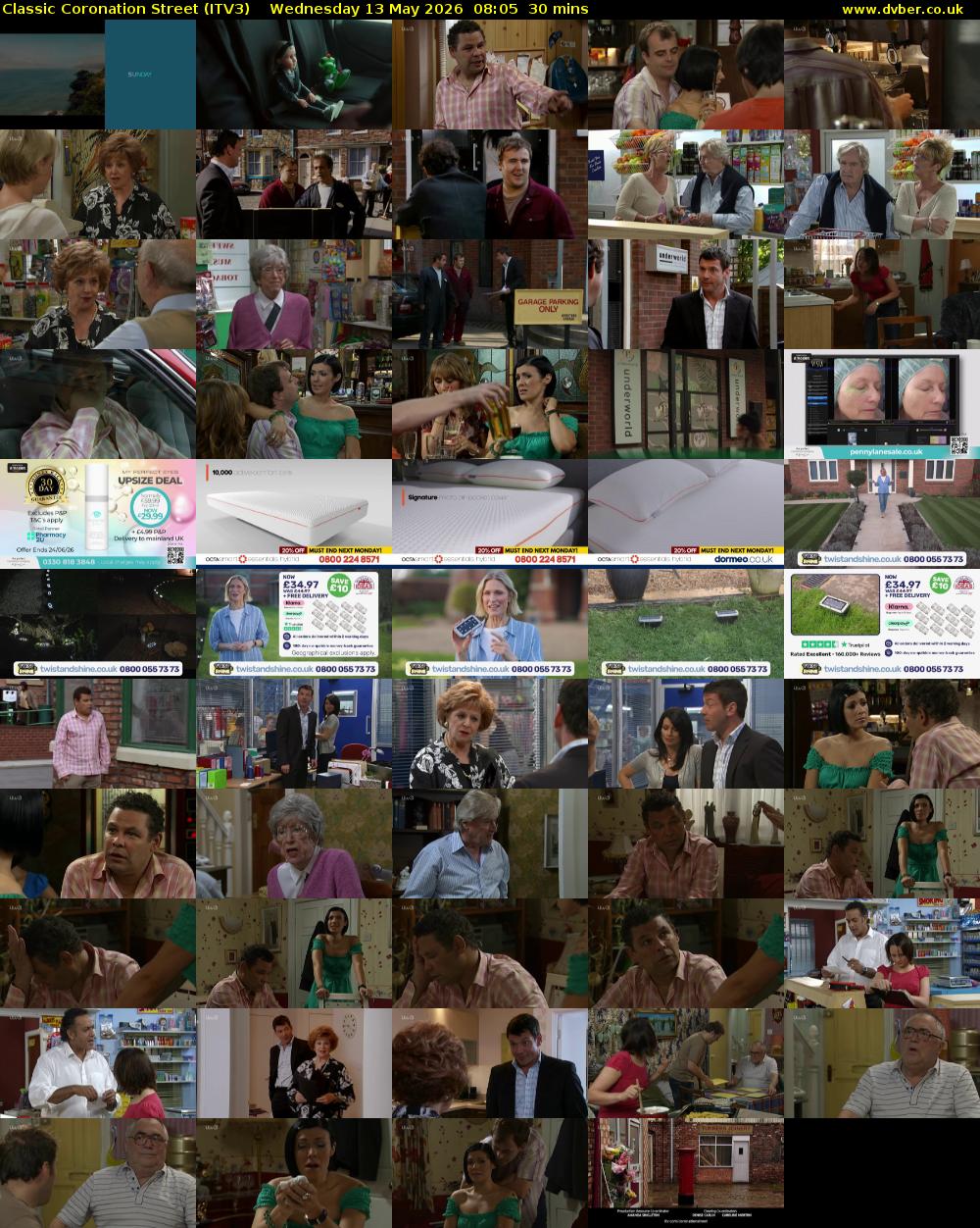 Classic Coronation Street (ITV3) Wednesday 13 May 2026 08:05 - 08:35