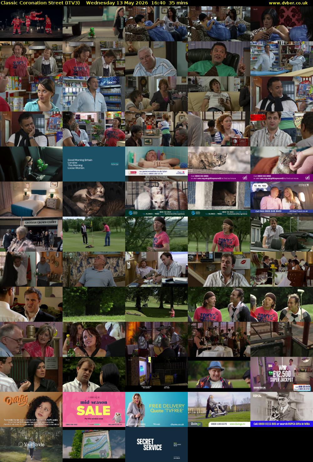 Classic Coronation Street (ITV3) Wednesday 13 May 2026 16:40 - 17:15