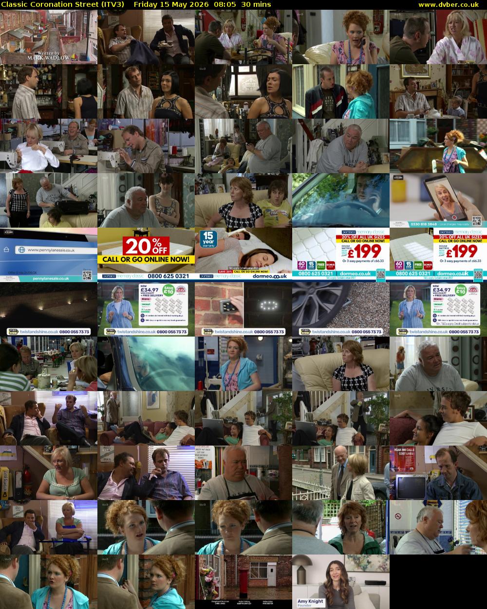 Classic Coronation Street (ITV3) Friday 15 May 2026 08:05 - 08:35