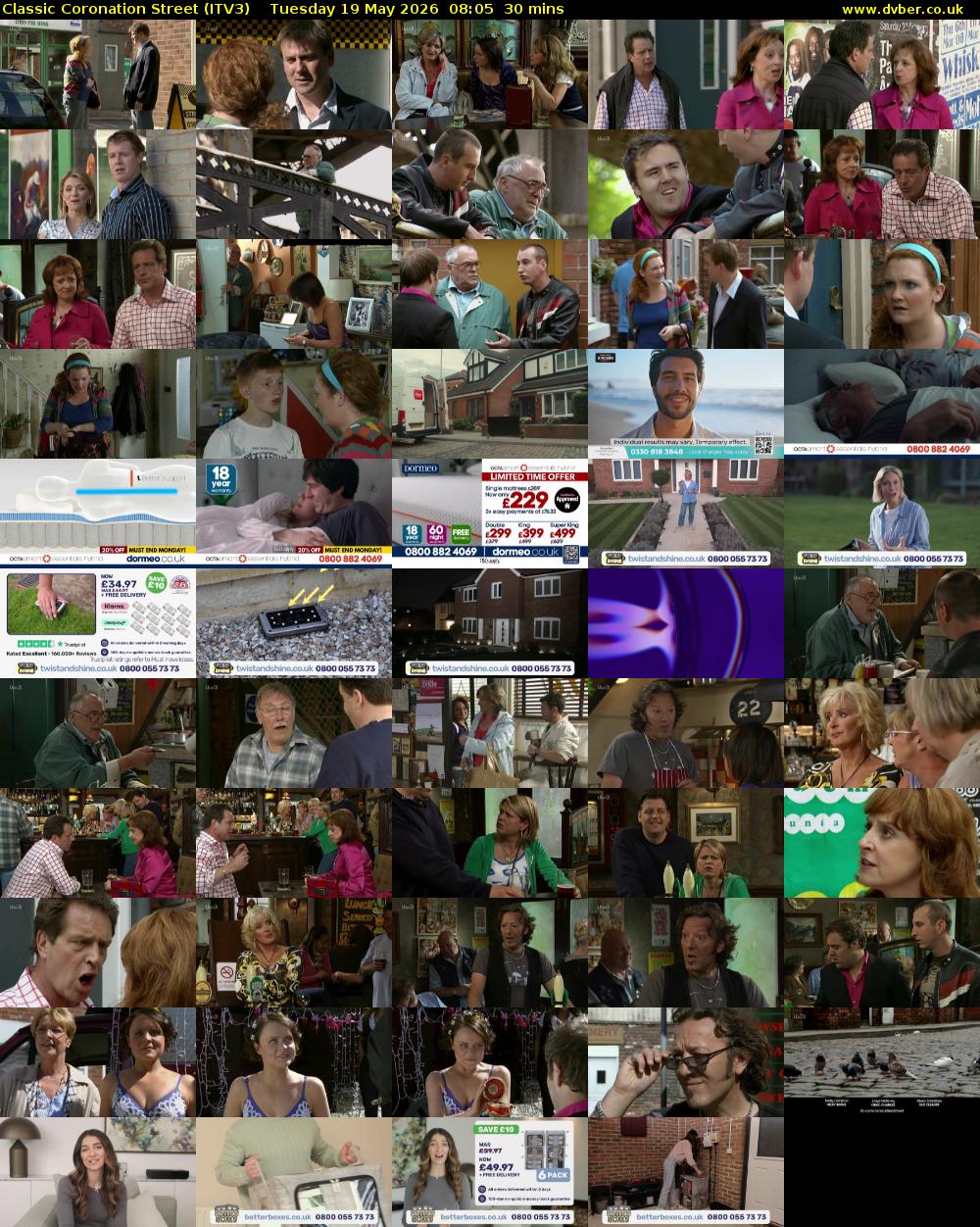 Classic Coronation Street (ITV3) Tuesday 19 May 2026 08:05 - 08:35