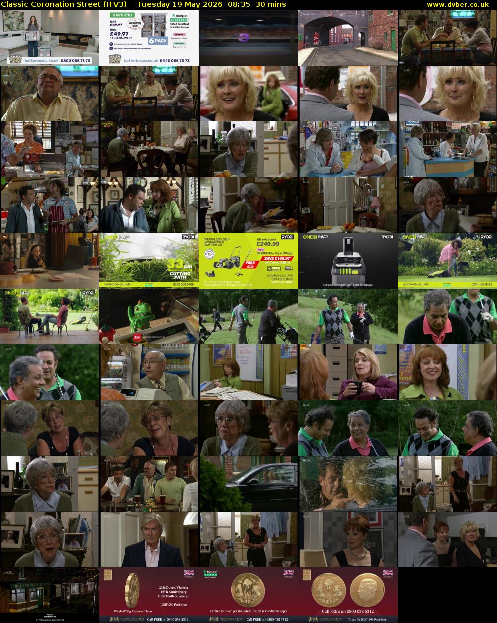 Classic Coronation Street (ITV3) Tuesday 19 May 2026 08:35 - 09:05