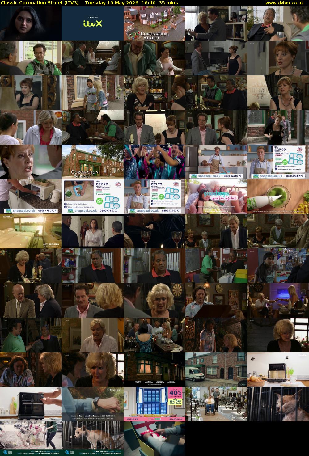 Classic Coronation Street (ITV3) Tuesday 19 May 2026 16:40 - 17:15